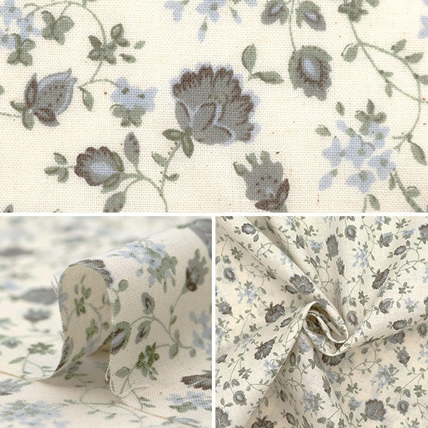 [From quantity 5] Fabric 『Scare Print Provans Garden Nagare Vana Natural x Gray 850438-1-1]