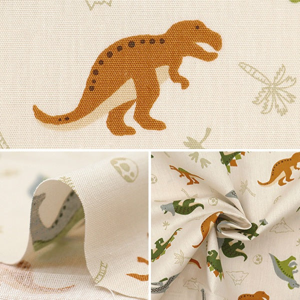 [From quantity 5] Fabric "CB Print Dinosaur Beige 7105-11A"