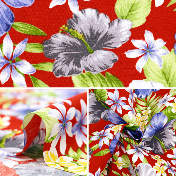 [From quantity 5] Fabric "Broad Hawaii Amplint Hibiscus Red 284-A-RE"