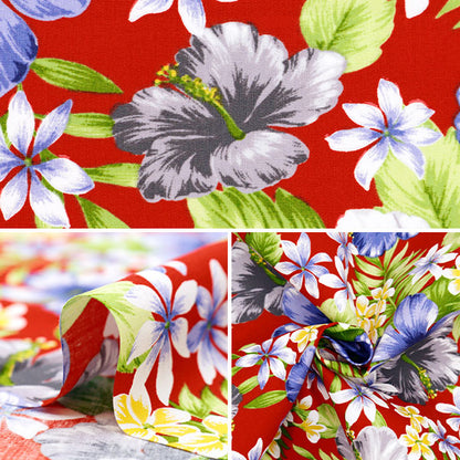 [From quantity 5] Fabric "Broad Hawaii Amplint Hibiscus Red 284-A-RE"