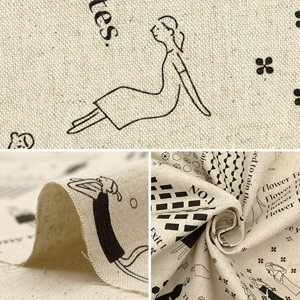 [來自數量5] 刺繡布料 “ 100 NE SAN COTTOR LINU CANVAS卡圖案大麻顏色210111-11” Lecien Lecien Cosmo Cosmo