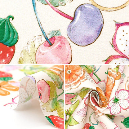 [From quantity 5] Fabric 『Water repellentPolyester pattern designer Maya series fruit flower INMA-FFL-MIX]