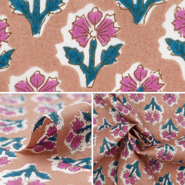 [From quantity 5] Fabric "Indoor print floral pattern salmon x pink RAM-BOI-42"
