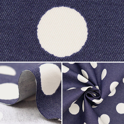 [From quantity 5] Fabric "TC Color denim Polkadut Navy 83060-1-1"