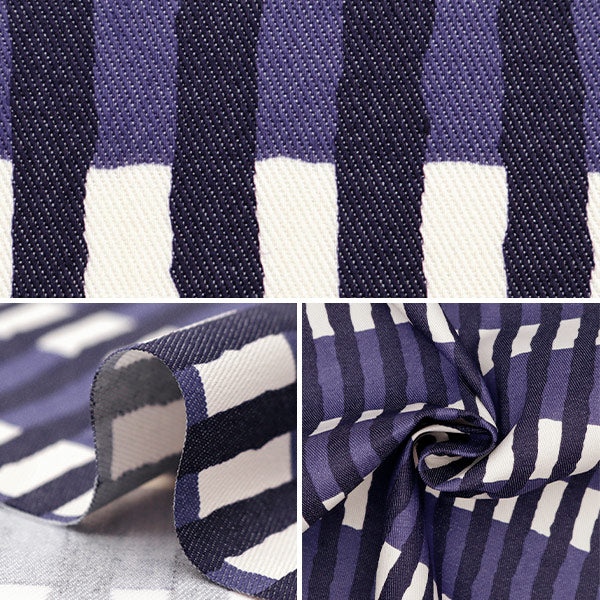 [From quantity 5] Fabric "TC Color Denim Stripe Border Navy 83060-3-1"