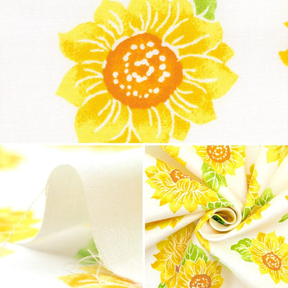 [From quantity 5] Fabric 『Scare Print Kids Fes Himawari White 850451-1-1]