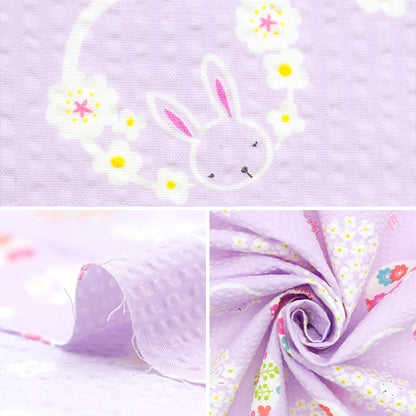 [From quantity 5] Fabric "Mosquito-proofed ripple rabbit purple B-57200-1B"