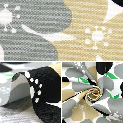 [From quantity 5] Fabric 『Oxford Big Flower White x Beige 850466-1-1]