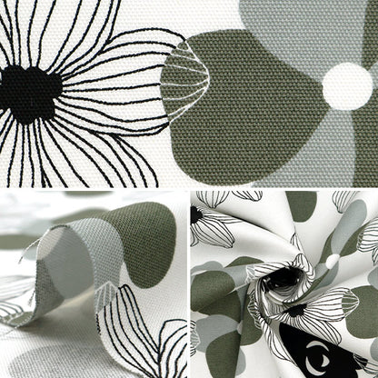 [From quantity 5] Fabric 『Oxford Flower border white 850467-1-1]