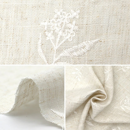 [From quantity 5] Fabric "Toromi linen blend embroidery (botanical) Kinari x White Liryem-Bot-Na"