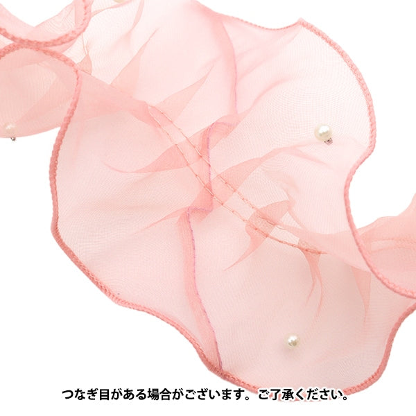[數量5]種族“與珍珠大約11厘米桃子的褶邊花邊”