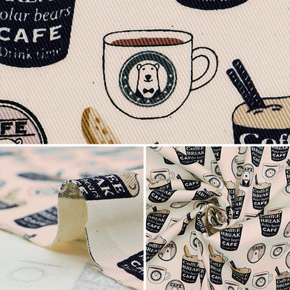 [From quantity 5] Fabric "Twill barista bear monotone KTS7066-A" COTTON KOBAYASHI