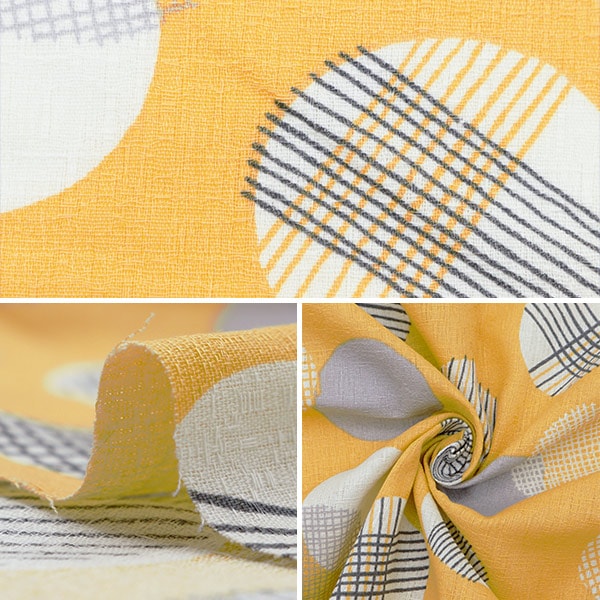 [From quantity 5] Fabric "Interior printed dot pattern yellow 142-1349-C1"