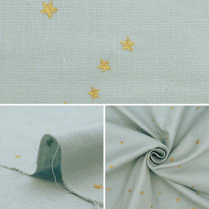 [From quantity 5] Fabric 『double gauze Star pattern saxophone x gold KTS6430-10 " COTTON KOBAYASHI