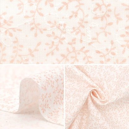 [From quantity 5] Fabric 『double gauzeEmbroidery flower pink AP4730-1A]