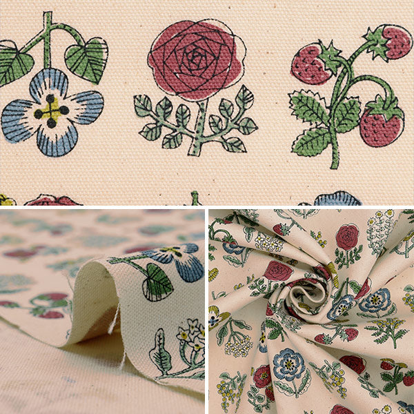 [From quantity 5] Fabric 『Oxford LINNEA Flower Pattern Kinari YKA-26000-1A] KOKKA