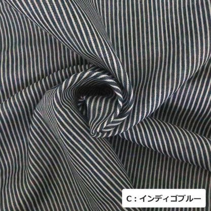 [来自数量5] 织物 “牛仔布风格双层纱布 （双纱布）条纹AP-25501-2 B老蓝色]