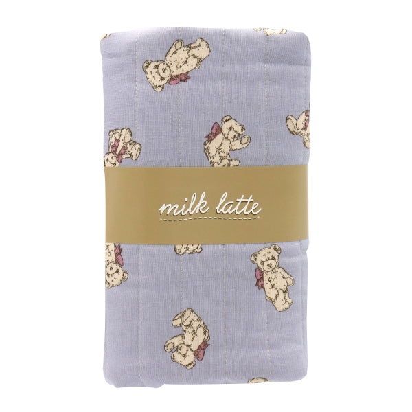 Fabric 『SheetingQuilt Cut Cloth Approximately 105cm x 50cm Milk Latte Kuma-chan Nuance Blue CQMLJS-03A "