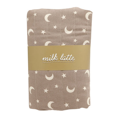 Fabric 『SheetingQuilt Cut Cloth Approximately 101cm x 50cm Milk Latte Moon Star Mocha MLJS50-10A]