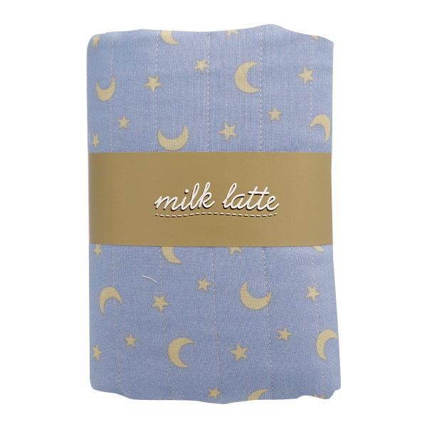 Fabric 『SheetingQuilt Cut Cloth Approximately 101cm x 50cm Milk Latte Moon Star Blue MLJS50-10B]
