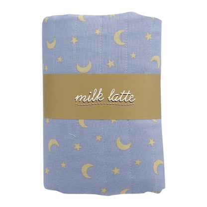 Fabric 『SheetingQuilt Cut Cloth Approximately 101cm x 50cm Milk Latte Moon Star Blue MLJS50-10B]