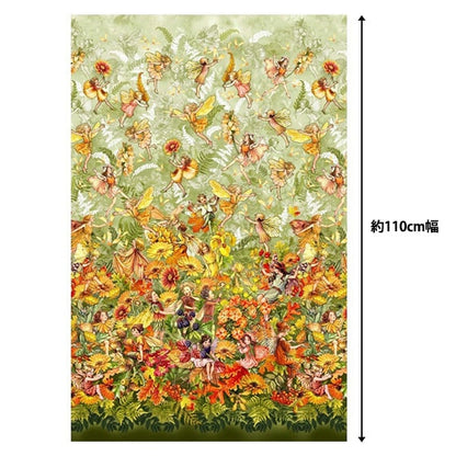 [From quantity 5] Fabric "USA Cotton Flower Fairies Border Pattern DDC1527-SAGE"