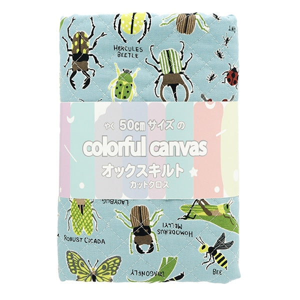 Fabric 『OxfordQuiltcarefle canvas insect picture book Cut Cloth Approximately 106 x 50cm Blue Gray CQ -inc-BLG " KOKKA