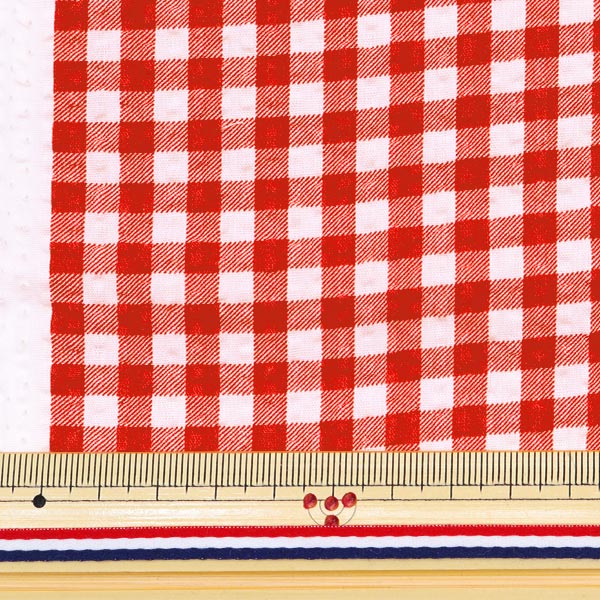 [From quantity 5] Fabric"Ripple Gingham Red B-83032-1-3"